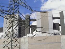 HD Coal Power Plant and Electric Pylon Real Time Stock Footage