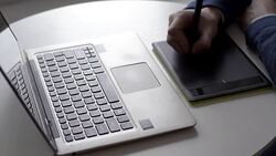 Graphic designer using digital tablet Stock Footage