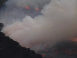 MS R/F Smoke rises from lava lake in Nyiragongo crater / Goma, Virunga National Park, Democratic Republic of the Congo Stock Footage