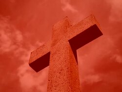 Cross against red sky  (Time Lapse) Stock Footage