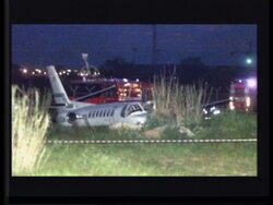 Sting's plane (stills) after crash wrapped with concert file News Clip