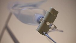 Infusion bottle with IV solution to help patient Stock Footage