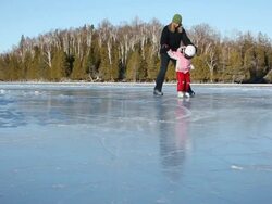 Skating on Lake Stock Footage