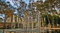 Fountain in Battery park New York Stock Footage