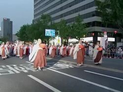 MS TU PAN Monks parade in buddha's birthday event on jongro street / Seoul, South Korea Stock Footage