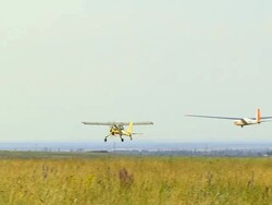 Plane pulling Glider Stock Footage