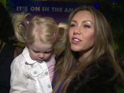 INTERVIEW - Michelle Heaton on Geordie voiceovers and family life at 'Rio 2' UK gala screening at VUE Cinema, Leicester Square on March 30, 2014 in London, England. Stock Footage