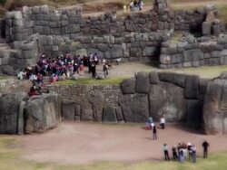 Crowd of People at Sacsayhuaman Ruin, Cusco, Peru Stock Footage