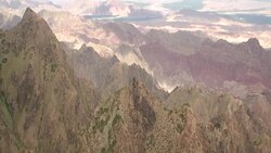 View of rainbow mountains in Zhangye Danxia Landform, China Stock Footage