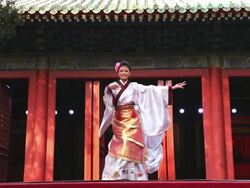 WS SLO MO Shot of Female Chinese dancers performing China, slow motion AUDIO / Beijing, Hebei Province, China Stock Footage