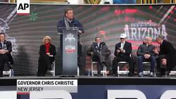New Jersey governor Chris Christie booed at NFL's Hand Off ceremony in Times Square Saturday. Christie has been under fire amid accusations that aides and allies purposely created a week of traffic gridlock in Fort Lee, N.J. (Feb. 1) News Clip
