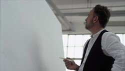 Artist thinking about his new painting Stock Footage