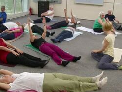 HD: Seniors Doing Sit-Ups Exercise Stock Footage