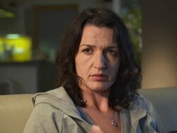 HD DOLLY: Unhappy Depressed Woman Watching TV Stock Footage