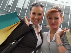 HD SLOW-MOTION: Young Women Shopping Stock Footage