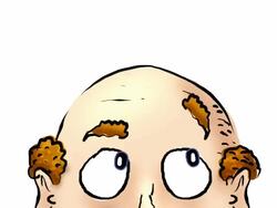 Close up of balding animated head on white. Stock Footage