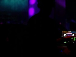 HD DJ Booth in Front of Disco Dance Floor Stock Footage