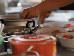 Chef cooking noodles Stock Footage