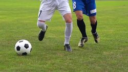 HD Super Slo-Mo Shot of Soccer Players at Aggresive Dribbling Stock Footage