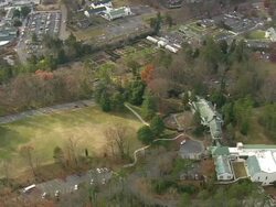 WS AERIAL View of Reynolda Mile Mansion / North Carolina, United States Stock Footage