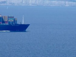 Cargo ship at sea in the English Channel News Clip