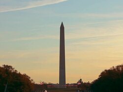 A static shot of the Washington Monument at sunset in Washington DC. Stock Footage