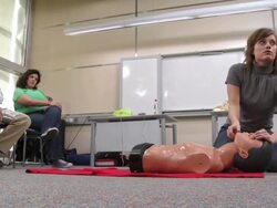 HD: Demonstrating Artificial Respiration On A Dummy Stock Footage