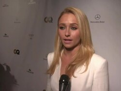 INTERVIEW - Hayden Panettiere names a couple athletes that she thinks are the most stylish of all time. She thinks the athletes that keep it clean have the best touch down dance Stock Footage