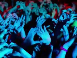 M/S EXT Concert Crowd Night Hands Stock Footage