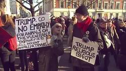 Crowds of People at Women's March on London News Clip