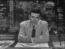 1952: PROGRAM OPEN: Anchor Frank Blair (1915-1995) sitting behind desk on set w/ cityscape BG, SOT talking about past political programs, this report on unidentified flying objects, Wright Patterson AFB attempted interception, UFOs over D.C. airport. Instructional Video