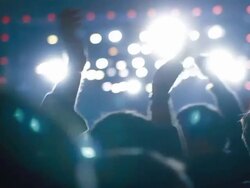 Dancing crowd at concert Stock Footage