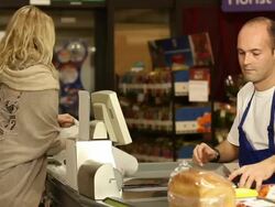 Supermarket / Store shopping checkout Cashier Stock Footage