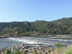 WS View of togetsukyo bridge and river / Arashiyama, Kyoto, Japan Stock Footage