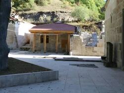 Haghartsin monastery, courtyard between the churches Stock Footage