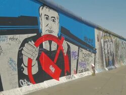 Berlin Wall, Grafitti, Murals, PAN Stock Footage