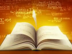 Open book with mathematical formulas flying off. Brown version. Stock Footage