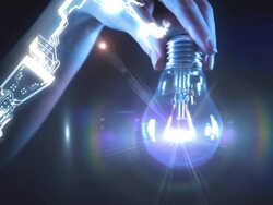 robot holding light Stock Footage