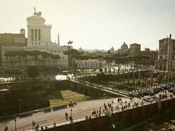 Trajan's Markets and view on the Forum in Rome Stock Footage