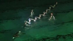 CLEAN : Swimmers perform in synchronized swimming gala in Pyongyang News Clip