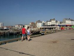 HARBOUR WALL AND HARBOUR Stock Footage