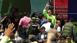 Lenin Moreno, former vice president of Ecuador at a Political Rally. Stock Footage
