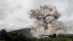 Mount Sinabung Volcano Erupts in Indonesia Stock Footage
