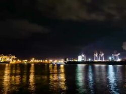 Shipyard working loading Container cargo at Night Stock Footage