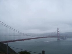 Golden Gate Bridge on a rainy day Stock Footage