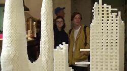 A creation from sugar cubes 'Sugar democracy' presented  in Kiev Stock Footage
