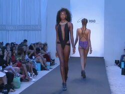 Models walk the runway during 6 Shore Road - Mercedes-Benz Fashion Week Swim 2014 Stock Footage
