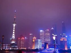 Time Lapse - Shanghai Skyline at Night (Zoom Out) Stock Footage