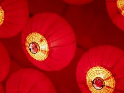 CU PAN Lanterns decorations during chinese spring festival / xi'an, shaanxi, china Stock Footage