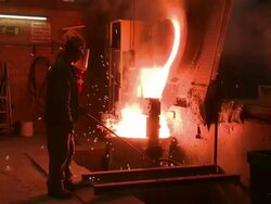 MS Steel Induction in Melting Furnace / Langenfeld, North Rhine-Westphalia, Germany Stock Footage